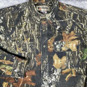 Mossy Oak Break Up Russell Shirt Men's Medium Camo Long Sleeve Button Up Hunting